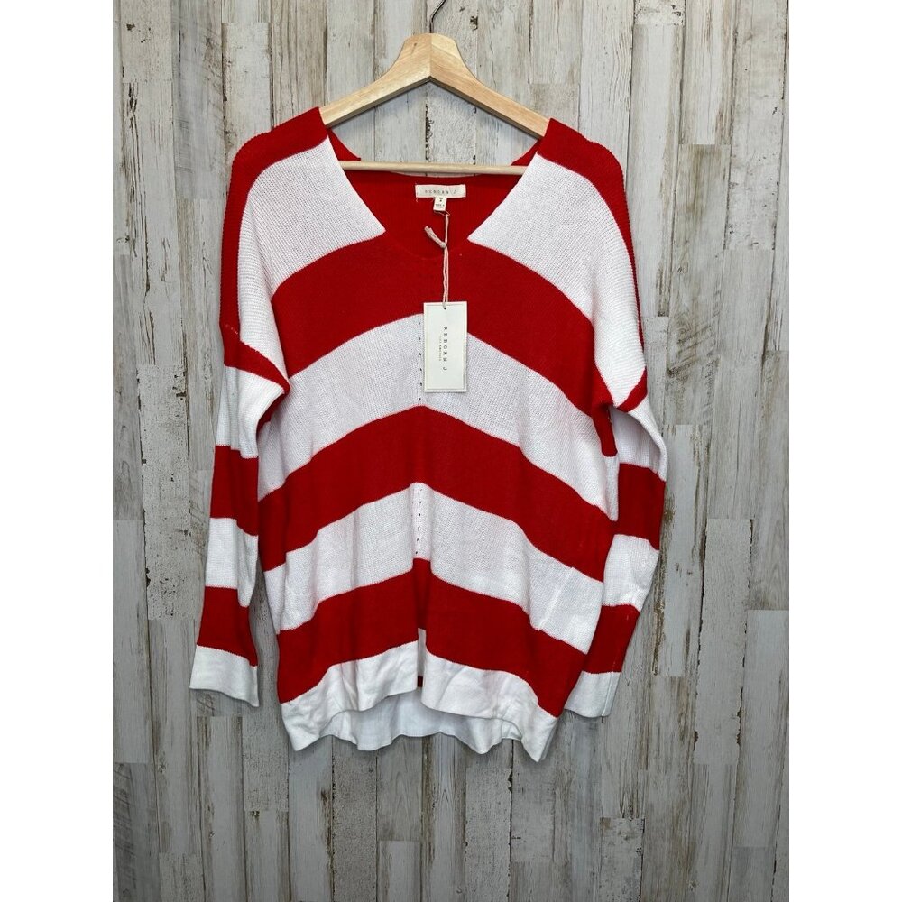 New Reborn J size small red and white striped sweater